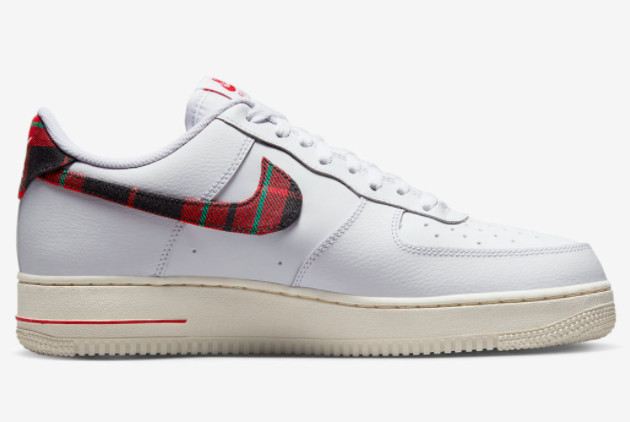 Nike Air Force 1 Low 'Plaid' White/University Red-Stadium Green DV0789-100 - Classic Design with a Plaid Twist