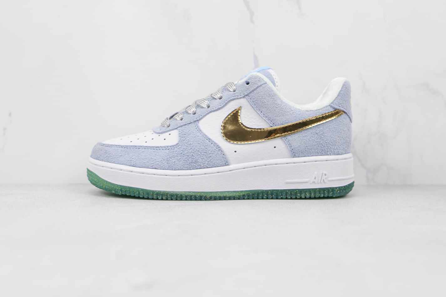 Nike Air Force 1 07 Low Grey Green Metallic Gold CW1577-001 available now