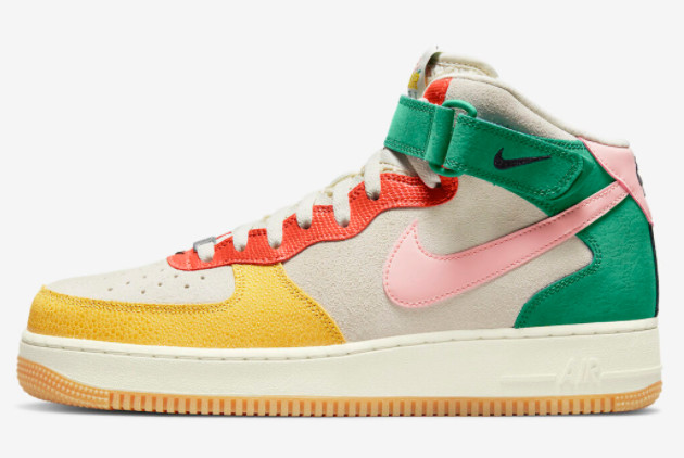Nike Air Force 1 Mid Coconut Milk/Bleached Coral-Vivid Sulfur DR0158-100: Premium Sneaker for Style and Comfort