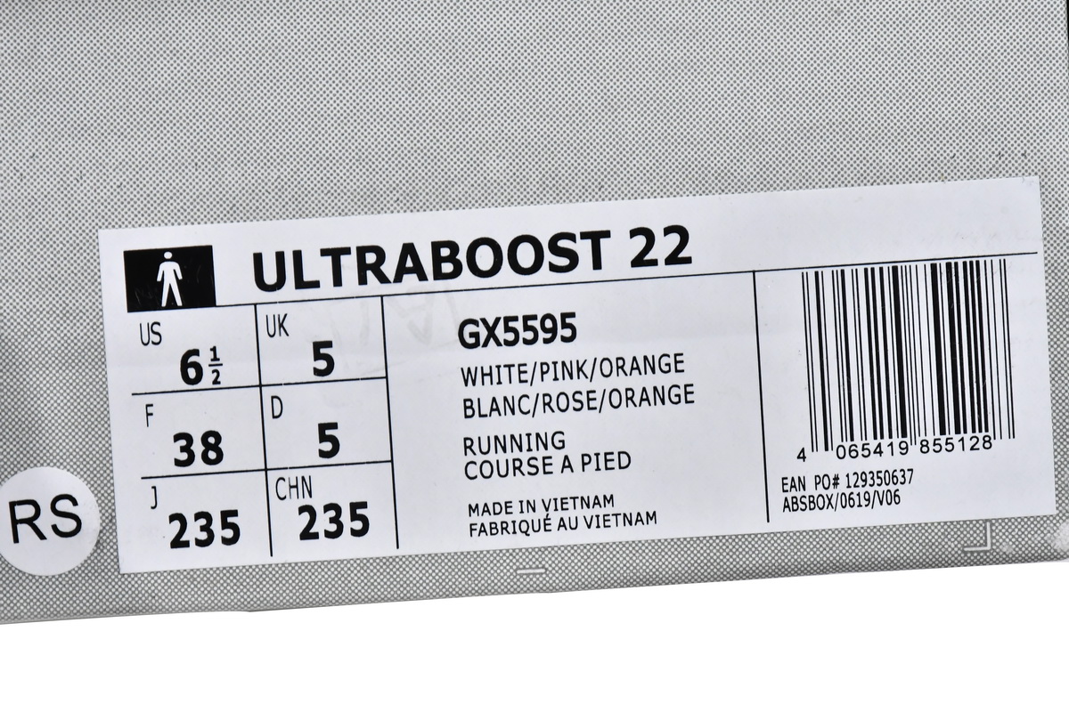 Adidas UltraBoost 22 White Flash Orange GX5595 - Sleek Running Shoes