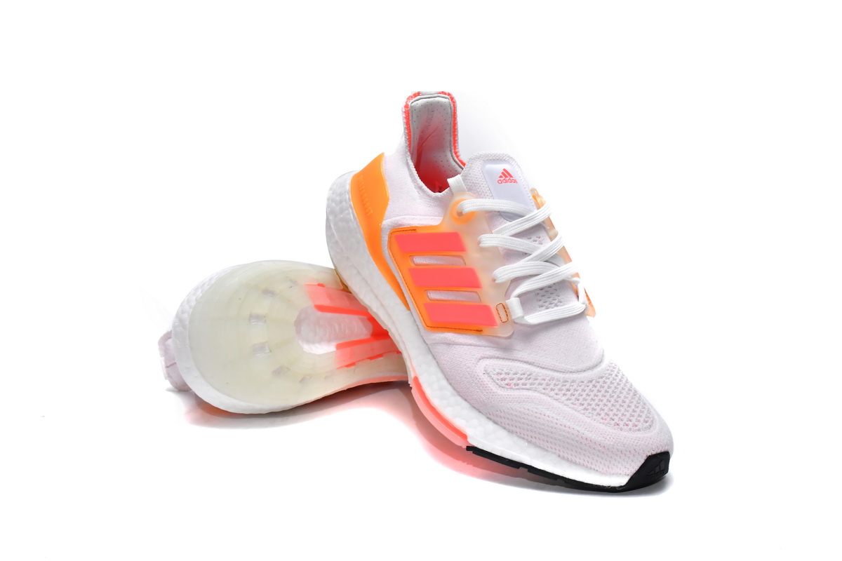 Adidas UltraBoost 22 White Flash Orange GX5595 - Sleek Running Shoes