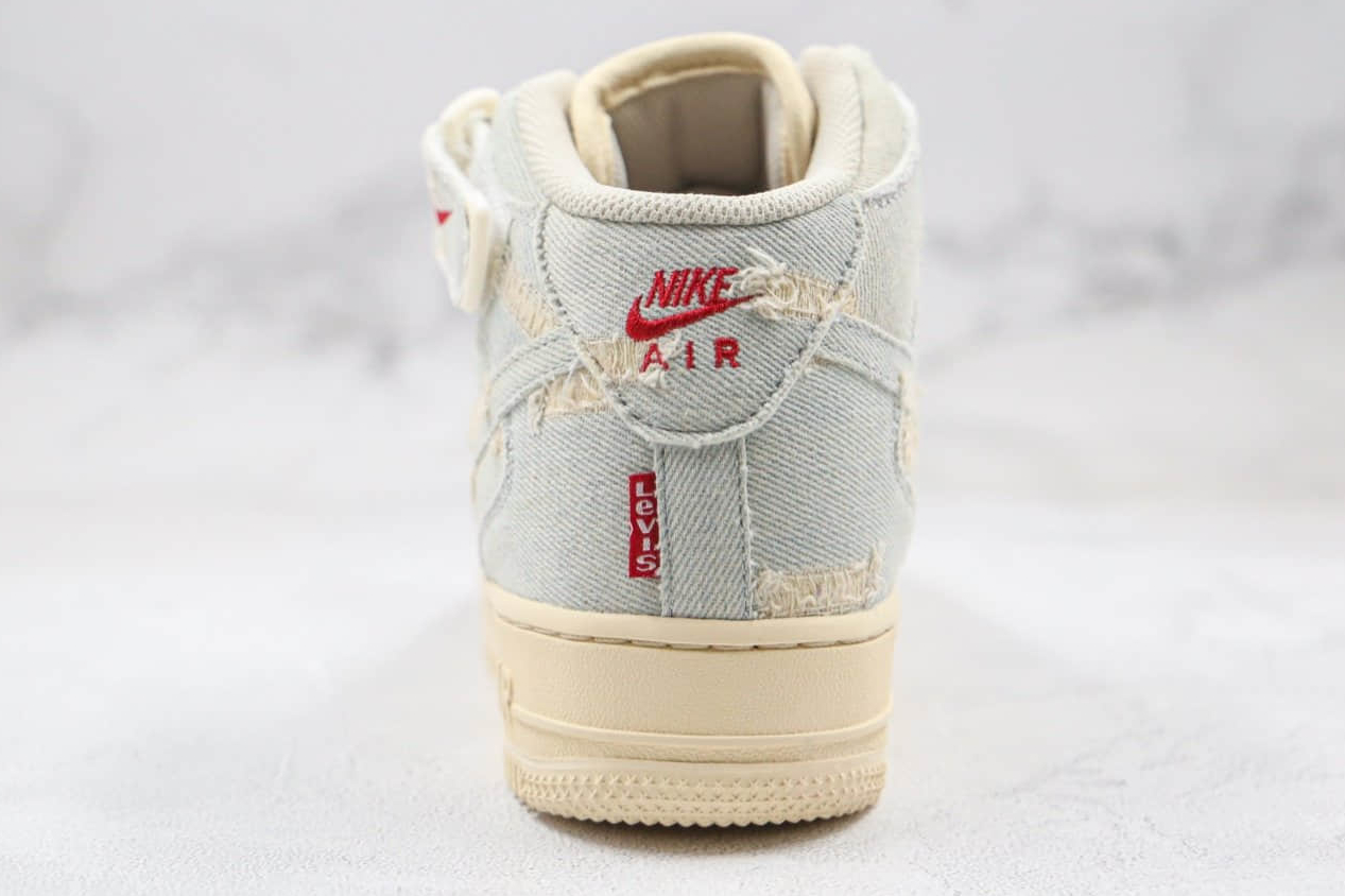Levis x Nike Air Force 1 07 Mid Beige Red Shoes 651122-215 | Stylish Collaboration