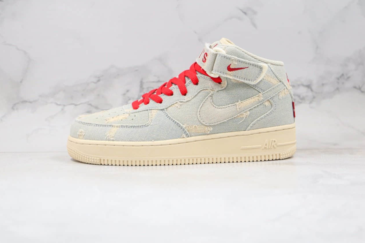 Levis x Nike Air Force 1 07 Mid Beige Red Shoes 651122-215 | Stylish Collaboration