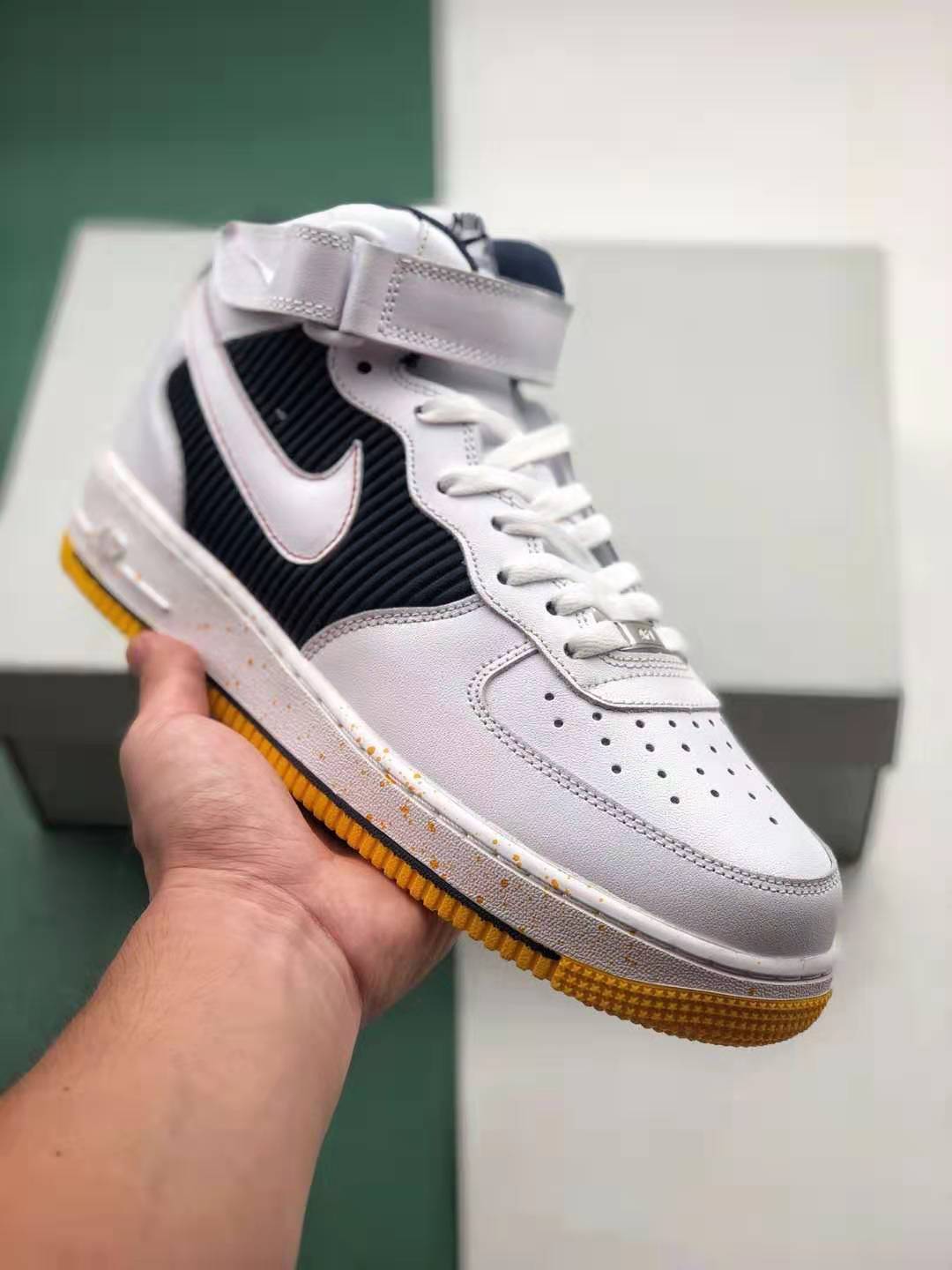 Nike Air Force 1 Mid White Black Yellow 596728-306 - Classic Style for Any Occasion