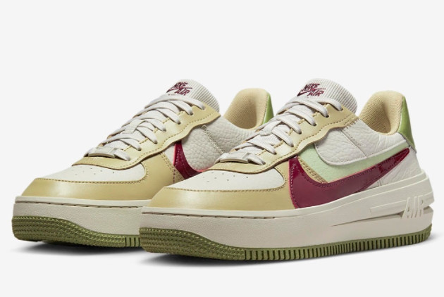 Authentic Nike Air Force 1 PLT.AF.ORM Tan/Green-Red DZ3763-001 - Premium Style and Street-Ready Comfort