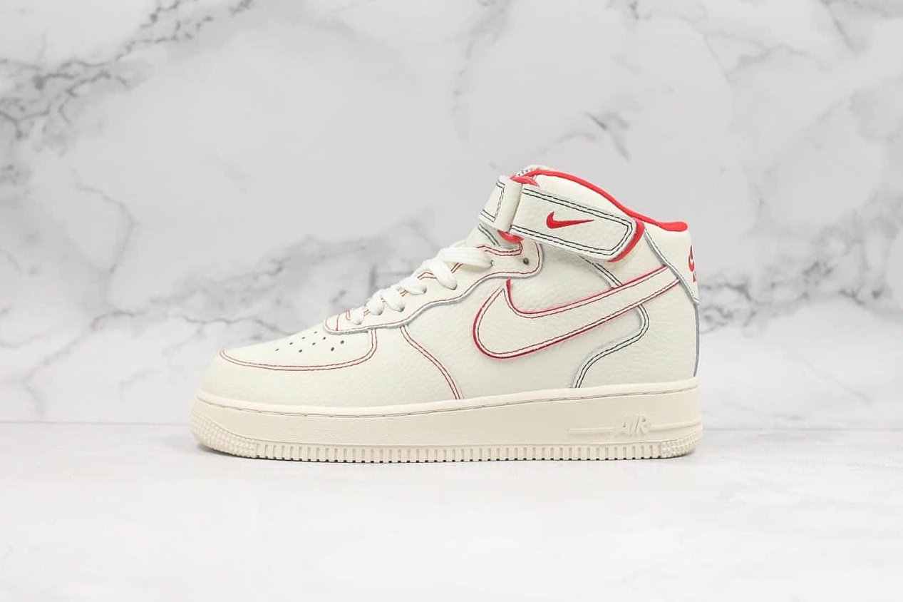 Nike Air Force 1 Mid All White Red Casual Sneakers AO2518-226 - Buy Now!