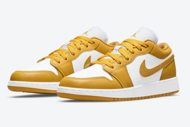 Air Jordan 1 Low GS White/Mustard Yellow Sneakers - Limited Edition