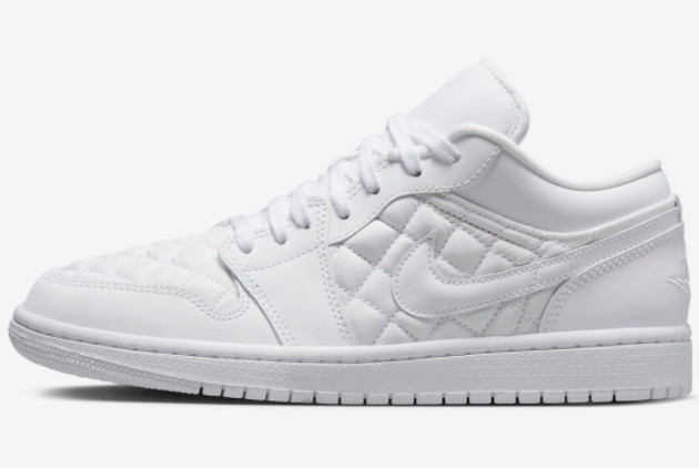 Air Jordan 1 Low Quilted 'Triple White' | Stylish All-White Sneakers