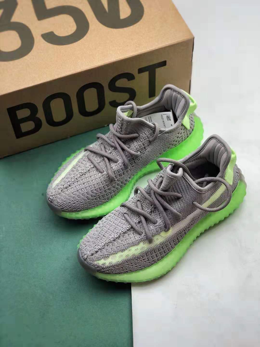 Adidas Yeezy 350 Boost V2 Grey Glow Volt Green | EG5560